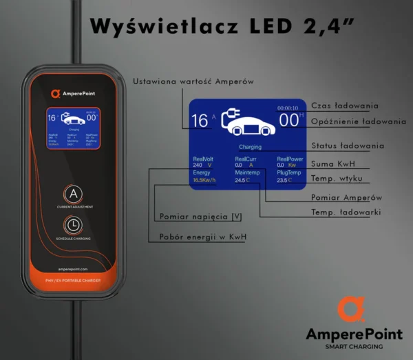 Mobilna ładowarka do samochodu elektrycznego P11 - 16A, 11 kW, 6M - obrazek 8